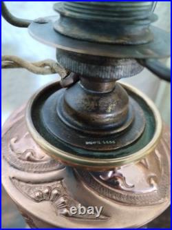 Lampe Parisienne Cuivre Art Déco 1930 SGDG Abat Jour Pampilles Perles De Verre