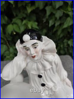 Lampe Pierrot Art Déco porcelaine blanche globe verre vintage veilleuse 1930