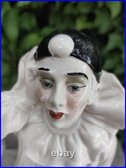 Lampe Pierrot Art Déco porcelaine blanche globe verre vintage veilleuse 1930
