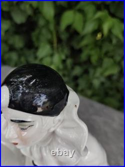 Lampe Pierrot Art Déco porcelaine blanche globe verre vintage veilleuse 1930