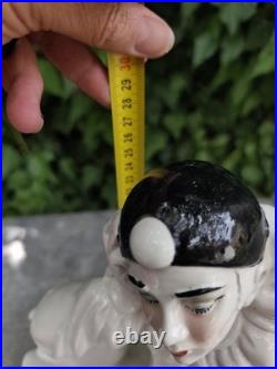Lampe Pierrot Art Déco porcelaine blanche globe verre vintage veilleuse 1930