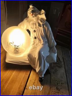 Lampe Pierrot Art Déco porcelaine blanche globe verre vintage veilleuse 1930