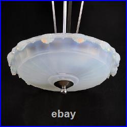 Lampe Suspendue Art Déco Chromé Opalin En Verre, 1930s