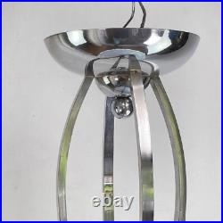 Lampe Suspendue Art Déco Chromé Opalin En Verre, 1930s