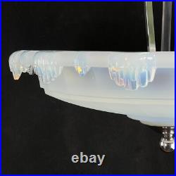 Lampe Suspendue Art Déco Chromé Opalin En Verre, 1930s