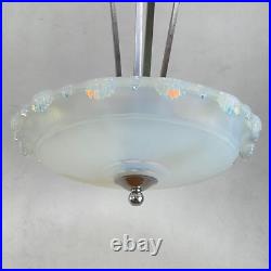 Lampe Suspendue Art Déco Chromé Opalin En Verre, 1930s