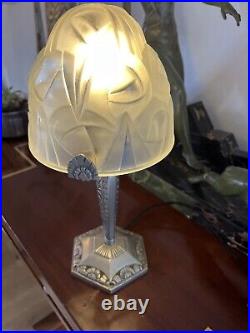 Lampe art déco French Lamp DEGUE Applique Lustre Verre Pied No Muller