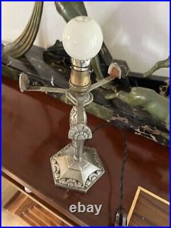 Lampe art déco French Lamp DEGUE Applique Lustre Verre Pied No Muller