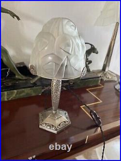 Lampe art déco French Lamp DEGUE Applique Lustre Verre Pied No Muller