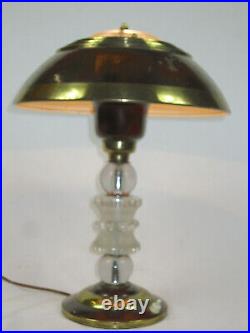 Lampe art déco J Adnet style J hallais en cristal et laiton de Bateau Paquebot