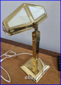 Lampe art déco PIROUETT de direction en laiton poli avec verres en albatrinne co
