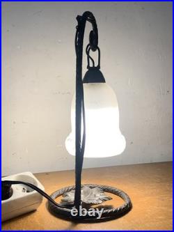 Lampe art deco vintage fer forgé potence tulipe pate de verre dlg Pierre Gilles