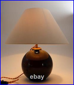 Lampe boule verre opalin noir Art Déco 1930 style Adnet