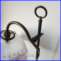 Lampe bureau inclinable reglable ancienne rotule metal et verre art deco 1900
