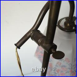 Lampe bureau inclinable reglable ancienne rotule metal et verre art deco 1900