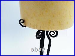 Lampe champignon époque Art déco en pâte de verre et fer forgé
