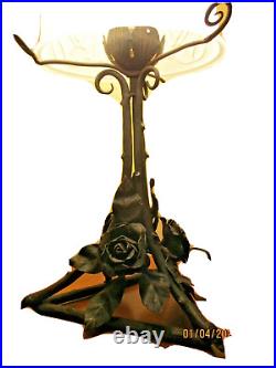 Lampe champignon fer forge decor branche rosier d' epoque Art Deco lamp 1930