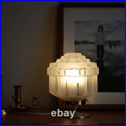 Lampe chevet appoint laiton globe verre ancien art déco vintage skyscraper