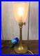 Lampe de Table Ancien Art Déco Tulipe en Verre Moulé Dépoli Bronze c1930