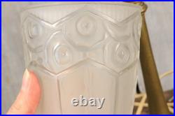 Lampe de Table Ancien Art Déco Tulipe en Verre Moulé Dépoli Bronze c1930