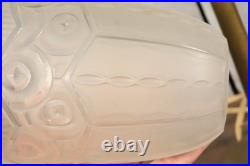 Lampe de Table Ancien Art Déco Tulipe en Verre Moulé Dépoli Bronze c1930