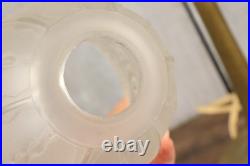 Lampe de Table Ancien Art Déco Tulipe en Verre Moulé Dépoli Bronze c1930