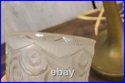 Lampe de Table Ancien Art Déco Tulipe en Verre Moulé Dépoli Bronze c1930