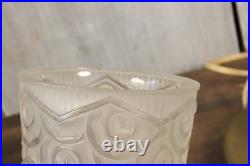 Lampe de Table Ancien Art Déco Tulipe en Verre Moulé Dépoli Bronze c1930