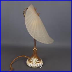 Lampe de Table Art Déco'Laiton Verre Murano Et Base Marbre Vintage Ans'60