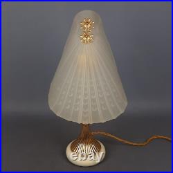 Lampe de Table Art Déco'Laiton Verre Murano Et Base Marbre Vintage Ans'60
