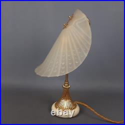 Lampe de Table Art Déco'Laiton Verre Murano Et Base Marbre Vintage Ans'60