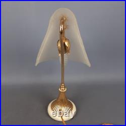 Lampe de Table Art Déco'Laiton Verre Murano Et Base Marbre Vintage Ans'60