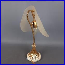 Lampe de Table Art Déco'Laiton Verre Murano Et Base Marbre Vintage Ans'60