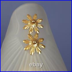 Lampe de Table Art Déco'Laiton Verre Murano Et Base Marbre Vintage Ans'60