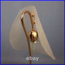 Lampe de Table Art Déco'Laiton Verre Murano Et Base Marbre Vintage Ans'60