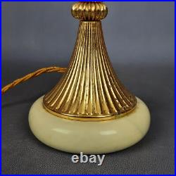 Lampe de Table Art Déco'Laiton Verre Murano Et Base Marbre Vintage Ans'60