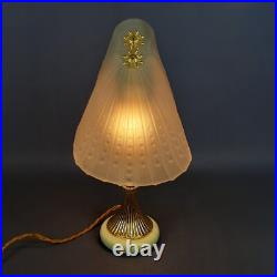 Lampe de Table Art Déco'Laiton Verre Murano Et Base Marbre Vintage Ans'60