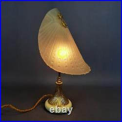 Lampe de Table Art Déco'Laiton Verre Murano Et Base Marbre Vintage Ans'60