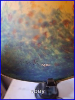 Lampe de bureau art déco Violoniste globe signé le Verre Français pâte De Verre