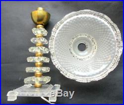 Lampe de table 7 plaques altuglas, 7 boules métal doré, vasque verre EZAN France