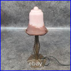 Lampe en fer forgé et pate de verre art déco ref AP174