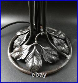 Lampe époque Art Déco fer forgé et globe gravé acide ERA Muller Daum