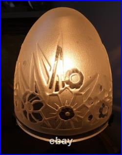 Lampe époque Art Déco fer forgé et globe gravé acide ERA Muller Daum