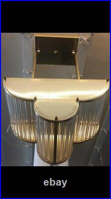 Lampe lustre art déco victorienne en laiton et tige en verre plafonnier de