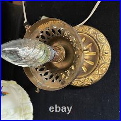 Lampe lustre suspension ancien art deco perroquet oiseau opaline globe verre