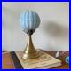 Lampe vintage art déco moderniste verre opaline bleu et laiton LAMP-7649