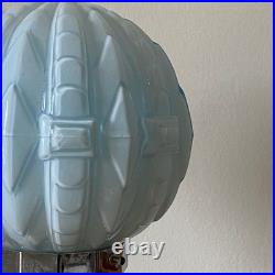 Lampe vintage art déco moderniste verre opaline bleu et laiton LAMP-7649