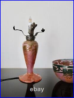 Le Verre Français Charles Schneider rare lampe Art Déco. Pate de verre charder