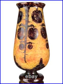 Le Verre Français Important Vase Marrons Schneider Pâte de Verre Gravé ART DECO