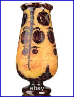 Le Verre Français Important Vase Marrons Schneider Pâte de Verre Gravé ART DECO